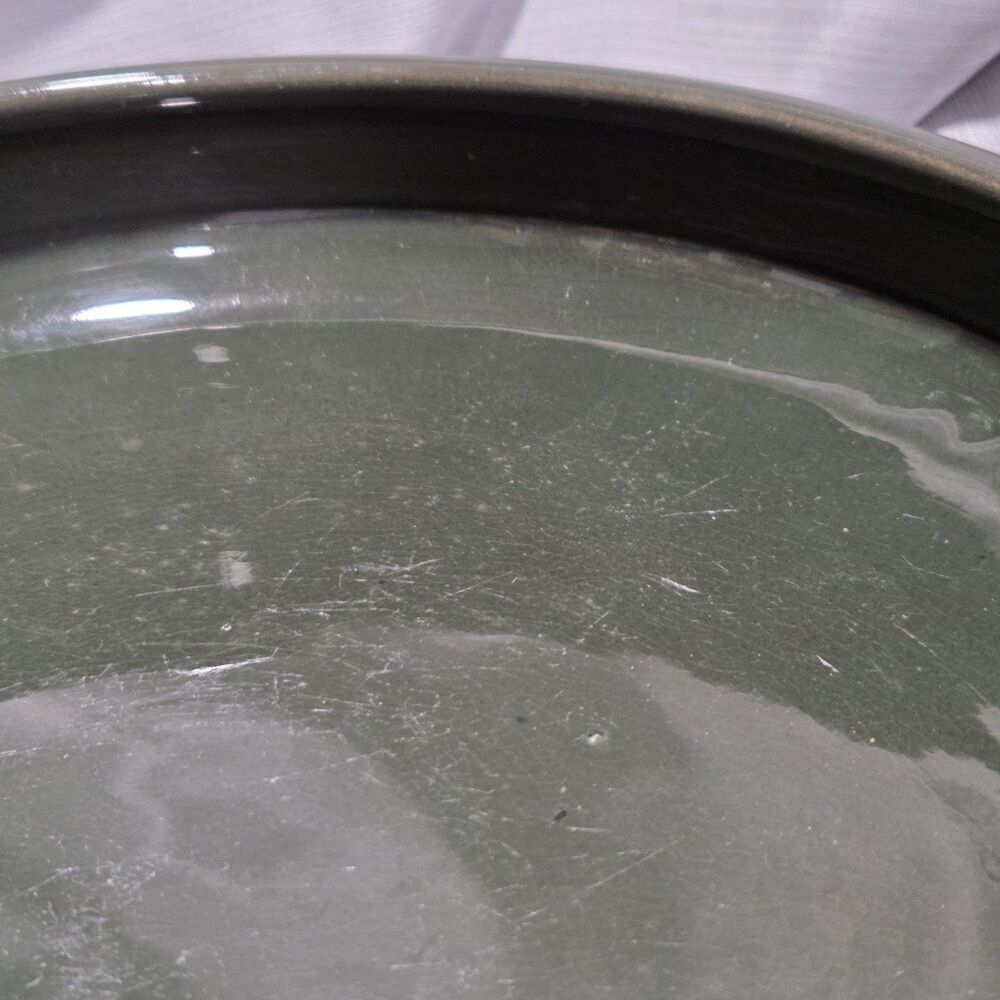 Weller Pottery Green Rosemont Large Shallow Tri-Foot Flower Bowl Plant Dish - Picture 8 of 13